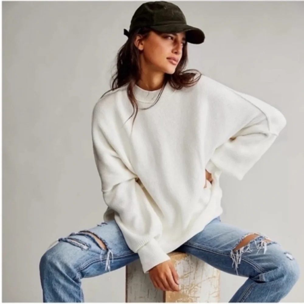 Free People Easy Street Tunic Sweater White